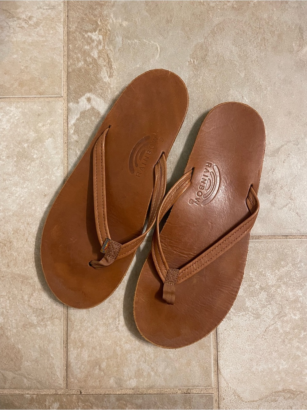 Rainbow Women’s Brown Leather Flip Flops Size 11